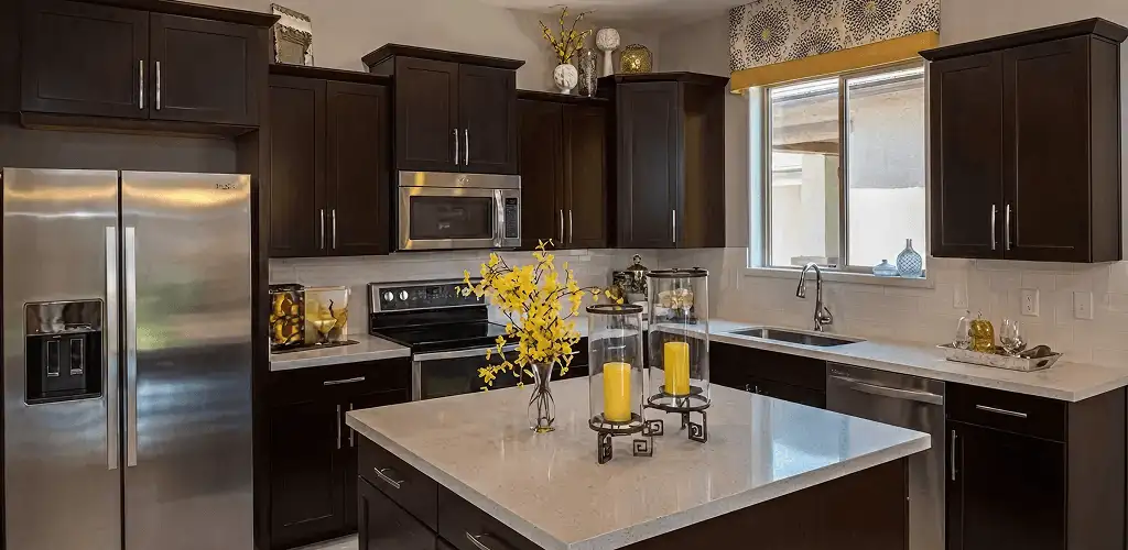 Cabinet painting results with freshly painted kitchen cabinets in Orange, CA