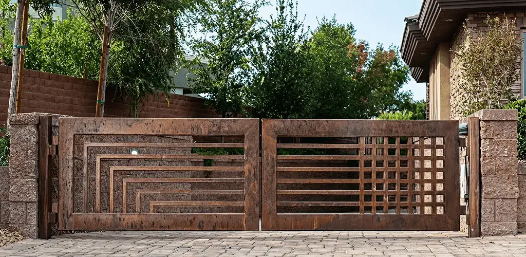 Custom driveway gate installation for a home entrance in Orange, CA