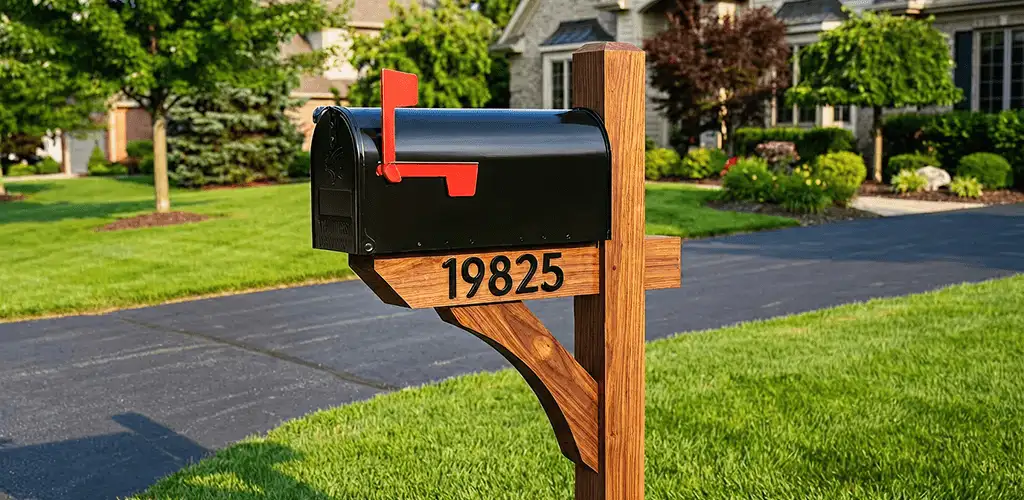 New mailbox installation with post and address number for a home in Orange, CA