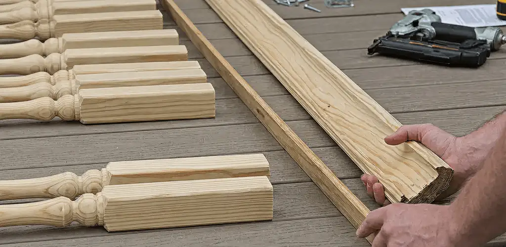 Handrail installation materials and wood components for stair rail work in Orange, CA