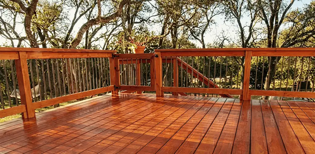 Deck sealing results with a freshly sealed wood deck in Orange, CA